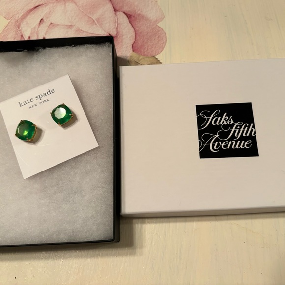 BN Kate Spade faux emerald earrings. - Picture 2 of 2